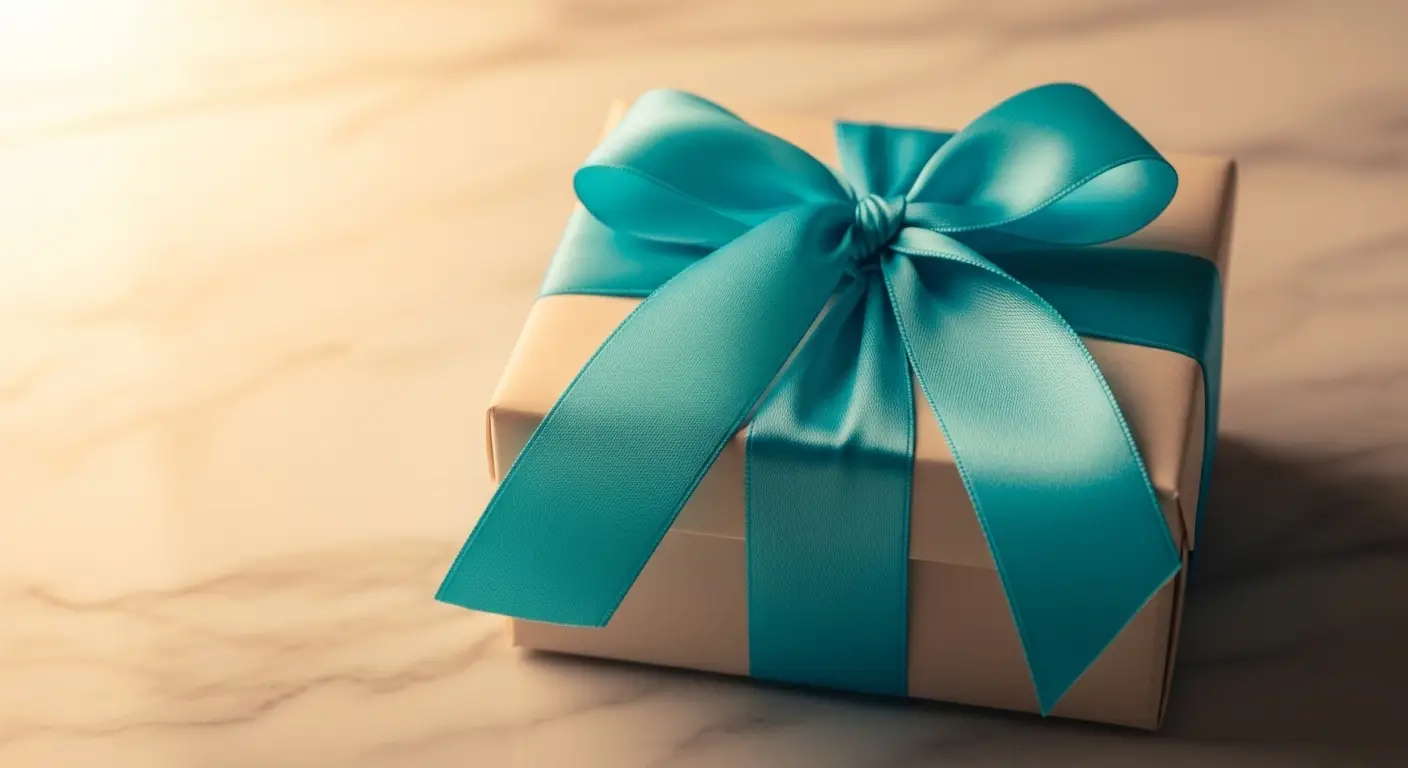 시안 리본으로 감긴 선물 상자 정물 강남가라오케 대중적 프리미엄 라인 균형 상징